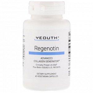 Yeouth, Regenotin, улучшенный источник коллагена, 60 вегетарианских капсул
