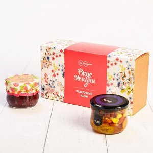 Подарочный набор Вкус Жизни конфитюр малиновый, ассорти: миндаль, кешью, фундук в меду