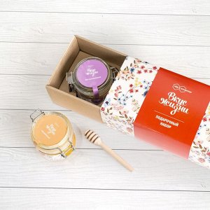 Подарочный набор Вкус Жизни мёд цветочный, расторопшевый бугель и ложечка медовая