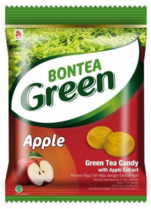 Леденцы с экстрактами зелёного чая и яблока Apple Green Tea Candy Bontea Green 135 гр.
