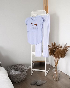 Пижама для дома (футболка, брюки) для беременных и кормления "Стивен"; голубые полоски