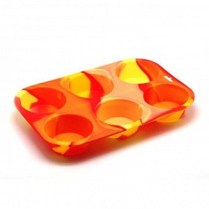Форма для выпечки кексов «Маффин», цвет оранжевый