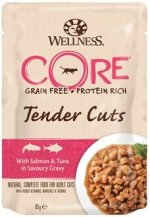 CORE TENDER CUTS паучи из лосося с тунцом в виде нарезки в соусе для кошек 85 г