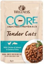 CORE TENDER CUTS паучи из курицы с лососем в виде нарезки в соусе для кошек 85 г