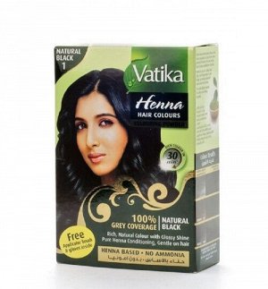 DABUR VATIKA NATURALS / Краска для волос на основе натуральной хны (Черный) 60г.