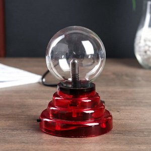 Плазменный шар "Шар на подставке" красный 14х10х10 см