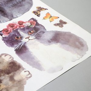 Наклейка пластик интерьерная "Котята в цветочных венках" 50х70 см