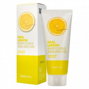 Пилинг-скатка с экстрактом лимона Farmstay Real Lemon Deep Clear Peeling Gel Пиллинг-гель для глубокого очищения с лимоном, 100 мл