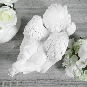 Статуэтка "Ангел лежащий", белый, 21 см