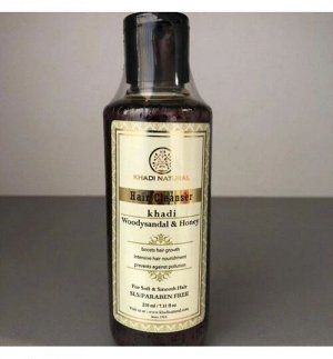 Khadi Woody Sandal & Honey Shampoo 210ml/ Кхади Шампунь "Сандал и Мед" без СЛС