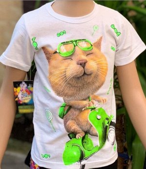 Светящаяся футболка «Кот»