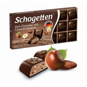 Темный шоколад  Schogetten Dark Chocolate with Cocoa & Hazelnuts 100 г