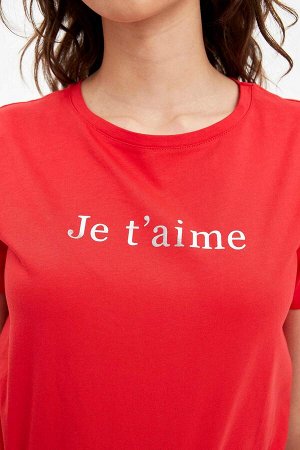 Футболка красная je t'aime (я люблю тебя - фр.)