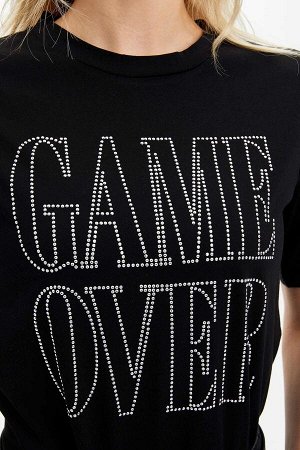 DEFACTO Футболка черная &quot;GAME OVER&quot;