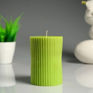 Свеча- цилиндр "Зелёный чай" с полосками, ароматическая, 7?10 см 4852566