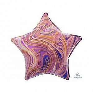 Фольга шар Звезда 19"/47,5 см Мрамор Purple