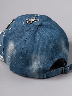 Кепка джинсовая для девочки, бантики, темно-голубой 47см - 50см (1,5-3 лет)