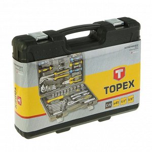 Набор инструмента TOPEX, 41 шт., трещотки, отвертки, ШГИ, молоток, ключи, головки, кейс
