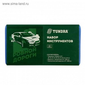 Набор инструментов в кейсе TUNDRA, подарочная упаковка, CrV, 1/2", 12 предметов