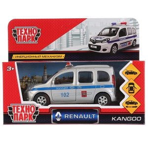 KANGOO-P ТМ Технопарк. Машина металл "RENAULT KANGOO ПОЛИЦИЯ" 12см, открыв. двери, инерц. в кор. в кор.2*36шт