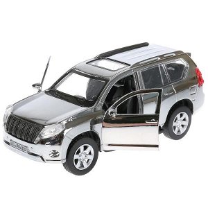 PRADO-SL-CH Машина металл TOYOTA PRADO ХРОМ СЕРЕБРИСТЫЙ, 12см,открыв. двери, инерц, в кор.Технопарк в кор.2*36шт