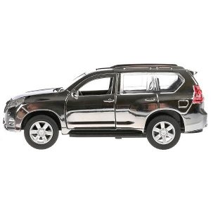 PRADO-SL-CH Машина металл TOYOTA PRADO ХРОМ СЕРЕБРИСТЫЙ, 12см,открыв. двери, инерц, в кор.Технопарк в кор.2*36шт