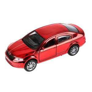 OCTAVIA-RD-CH Машина металл SKODA OCTAVIA ХРОМ КРАСНЫЙ, 12см, открыв. двери, инерц. в кор. Технопарк в кор.2*36шт