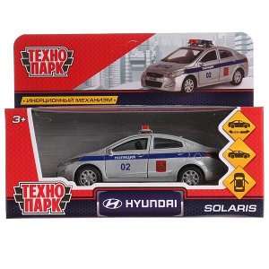 SOLARIS-POLICE МАШИНА "ТЕХНОПАРК" МЕТАЛЛ. ИНЕРЦ. HYUNDAI SOLARIS ПОЛИЦИЯ 12СМ, ОТКРЫВ. ДВЕРИ В КОР. в кор.2*36шт