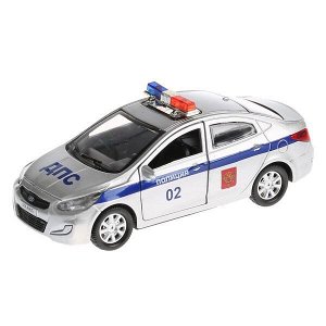 SOLARIS-POLICE МАШИНА "ТЕХНОПАРК" МЕТАЛЛ. ИНЕРЦ. HYUNDAI SOLARIS ПОЛИЦИЯ 12СМ, ОТКРЫВ. ДВЕРИ В КОР. в кор.2*36шт