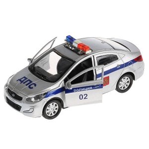 SOLARIS-POLICE МАШИНА "ТЕХНОПАРК" МЕТАЛЛ. ИНЕРЦ. HYUNDAI SOLARIS ПОЛИЦИЯ 12СМ, ОТКРЫВ. ДВЕРИ В КОР. в кор.2*36шт