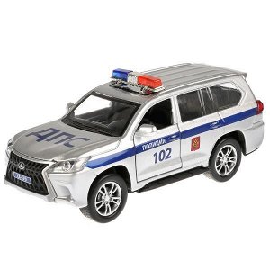 LX570-P-SL Машина металл свет-звук LEXUS LX-570 ПОЛИЦИЯ длина 12 см, двери, инерц, кор. Технопарк в кор.2*36шт