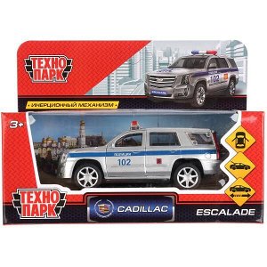 ESCALADE-P Машина металл "CADILLAC ESCALADE ПОЛИЦИЯ" 12см, открыв. двери, инерц. в кор. Технопарк в кор.2*36шт