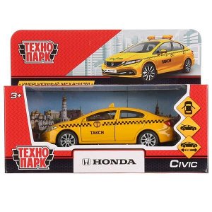 CIVIC-T Машина металл "HONDA CIVIC ТАКСИ", длина 12см, открыв. двери, инерц, в кор. Технопарк в кор.2*36шт