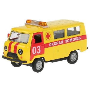 CT-1232WB-P Машина металл свет-звук UAZ 39625 СКОРАЯ ПОМОЩЬ, 11см, дв., баг., инер.,кор. Технопарк в кор.2*24шт