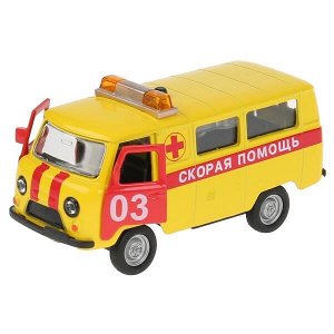 CT-1232WB-P Машина металл свет-звук UAZ 39625 СКОРАЯ ПОМОЩЬ, 11см, дв., баг., инер.,кор. Технопарк в кор.2*24шт