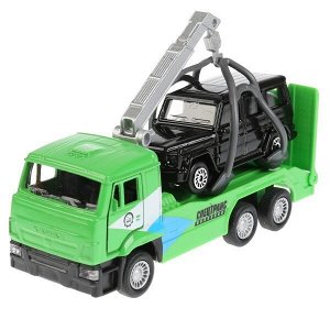 SB-17-24-Q-WB Машина металл KAMAZ ЭВАКУАТОР, 12 см, двери, инерц.+ машинка 7,5 см. Технопарк в кор.2*24шт