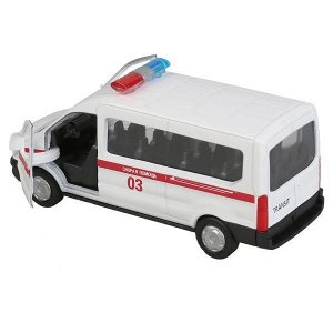 SB-18-18-A-W-WB Машина металл FORD Transit скорая 12см, открыв. двери, инерц. в кор. Технопарк в кор.2*24шт