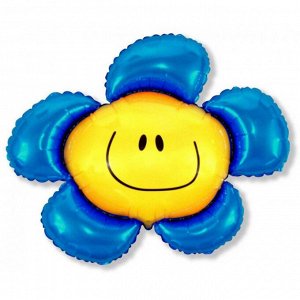 Фольга шар Цветочек солнечная улыбка синий 41"/102,5 см
