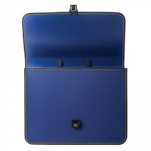 Портфель пластиковый BRAUBERG "Консул", А4 (370х280х120 мм), 2 отделения, с окантовкой, фактура бисер, синий, 226021