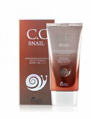 EKEL CC Snail Whitening & Wrinkle Improvement Cream SPF50+,PA+++ CC крем с улиточным муцином 50мл