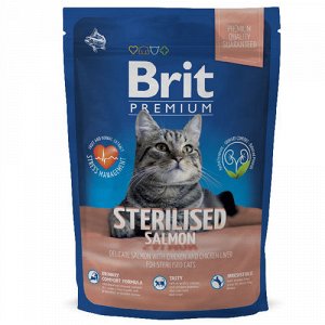 Brit Premium Cat Sterilized д/кош кастрир/стерил Лосось/Курица/Печень 300гр