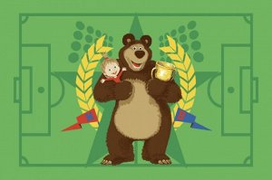 Детский велюровый ковёр Маша и Медведь "Чемпион", 1х1,5 м
