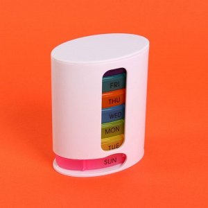 Таблетница-органайзер «Неделька», английские буквы, 7 контейнеров в 4 секциях, цвет разноцветный