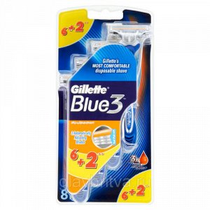 GILLETTE Blue 3 COMFORT однораз. станок (6+2 шт.) с 3 лезвиями, плав. головка