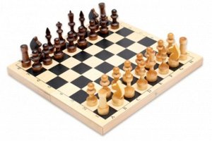 Шахматы деревянные обиходные лакированные , с доской (29,5*14,5 см)