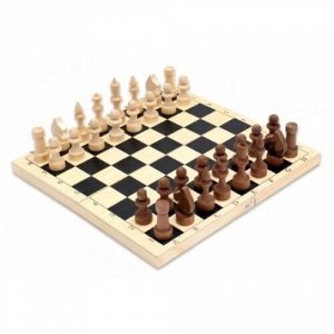 Шахматы деревянные обиходные парафинированные , с доской (29,5*14,5 см)