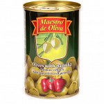 Оливки Маэстро 300 г. с красным перцем