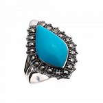 Серебряное кольцо с бирюзой и марказитом