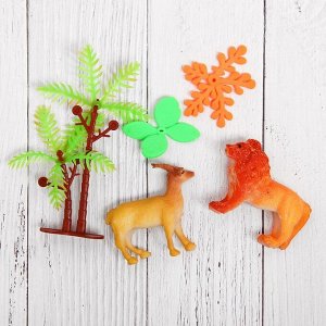 Растущие животные набор "Животные саванны" (2 животных, 2 листика, пальма) МИКС