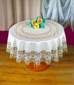 Скатерть Benjamina Цвет Ваниль, Оливковый (круглая 160 см)